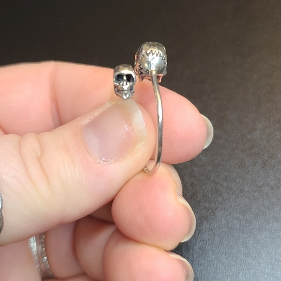 Adjustable double skull sterling ring - Picture 5 of 7